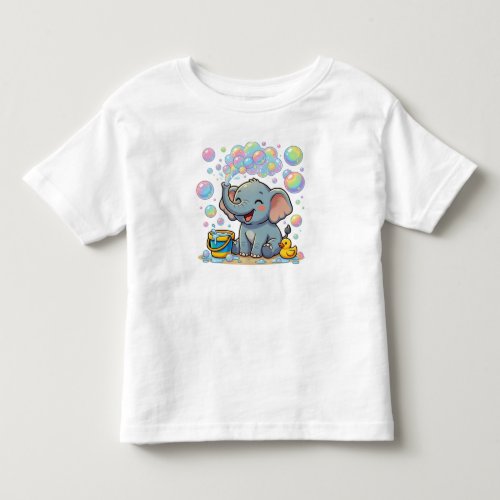 Cute Baby Elephant Spraying Sparkling Soap Bubbles Toddler T-shirt