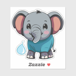 Cute Baby Elephant Spraying Water From Trunk Sticker