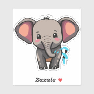 Cute Baby Elephant Spraying Water From Trunk Sticker