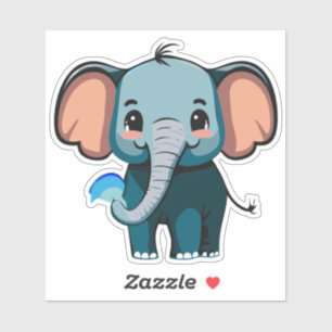 Cute Baby Elephant Spraying Water From Trunk Sticker