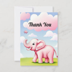 Cute Baby Elephant Thank You Card