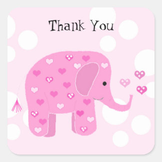 Cute Baby Elephant Thank You Square Sticker