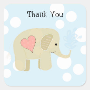 Cute Baby Elephant Thank You Square Sticker