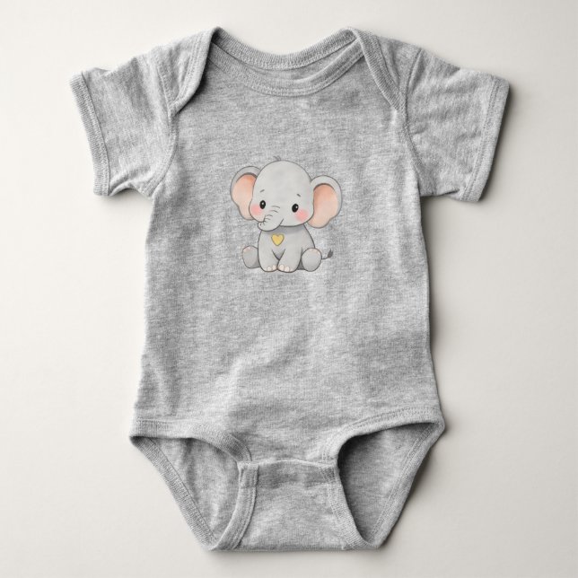 Cute Baby Elephant – Toddler Clothing Design Bodysuit (Front)
