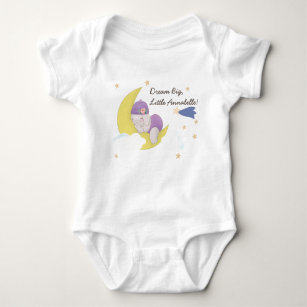 Cute Baby Elephant Twinkle Star Dream Big Custom Baby Bodysuit