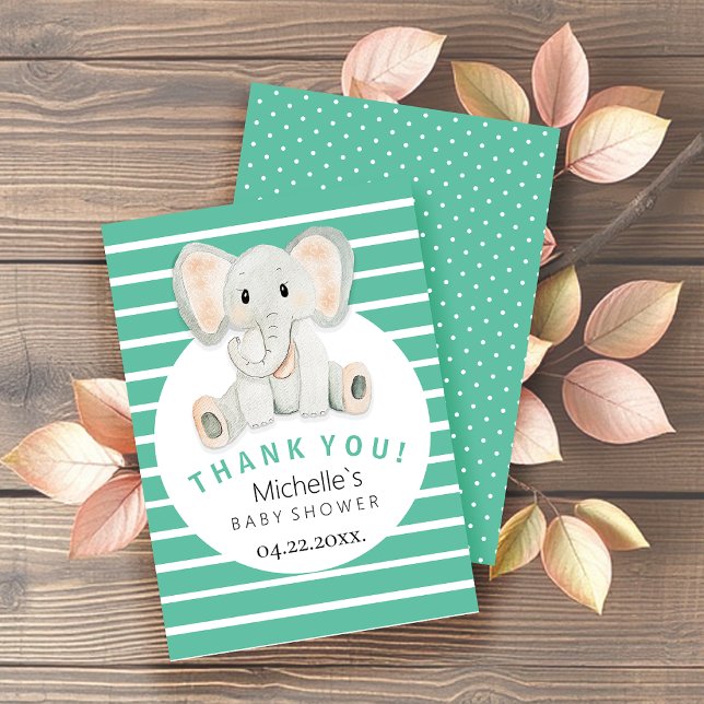 Cute Baby Elephant Watercolor Illustration Thank You Card (Creator Uploaded)