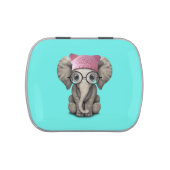 Cute Baby Elephant Wearing Pussy Hat Jelly Belly Candy Tin (Top)