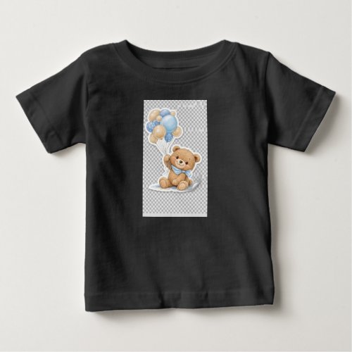 Cute Baby Elephant with Blue Balloons Baby Showe T-Shirt