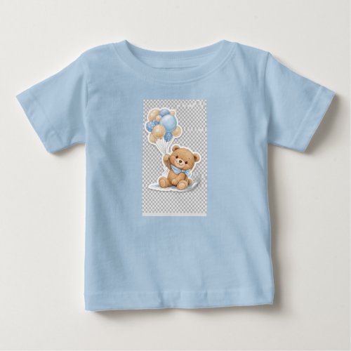 Cute Baby Elephant with Blue Balloons Baby Showe T-Shirt