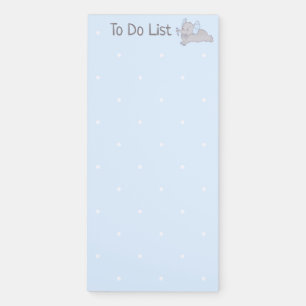 Cute baby elephant with blue pencil magnetic notepad