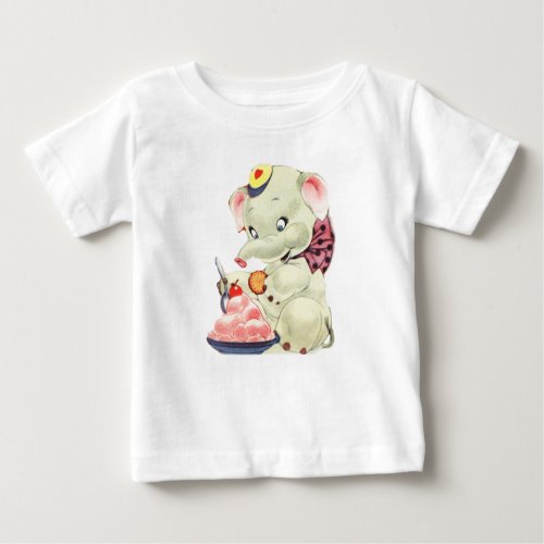 Cute Baby Elephant With Bow Baby T_Shirt