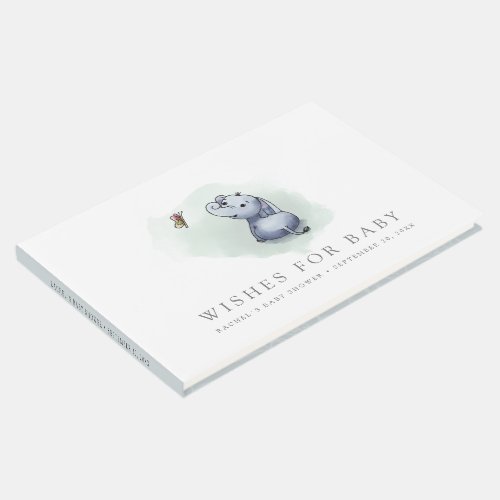 Cute baby elephant with butterfly baby shower guest book