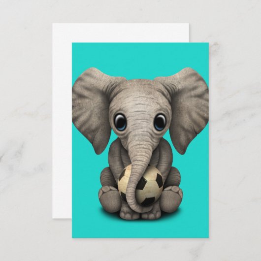 Cute Baby Elephant With Football Soccer Ball (Front/Back)