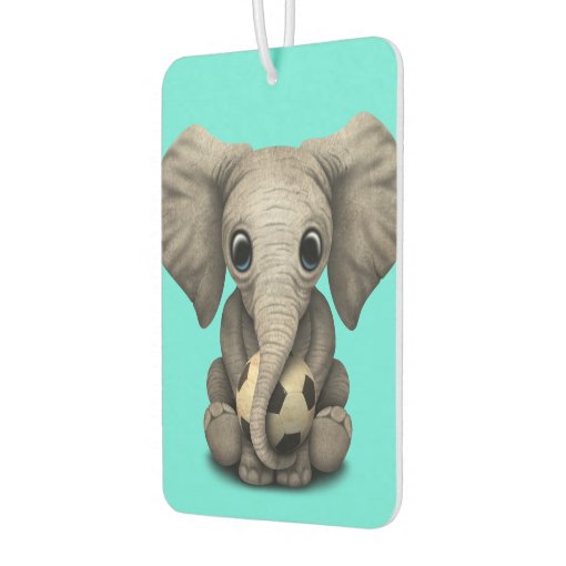 Cute Baby Elephant With Football Soccer Ball Air Freshener Zazzle