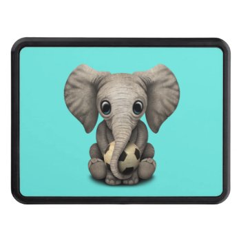 Cute Baby Elephant With Football Soccer Ball Hitch Cover by crazycreatures at Zazzle
