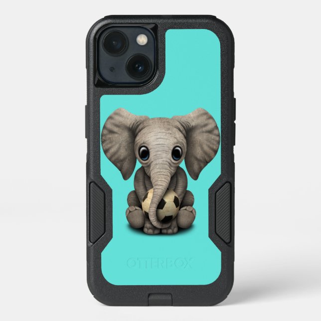 Cute Baby Elephant With Football Soccer Ball Otterbox iPhone Case (Back)