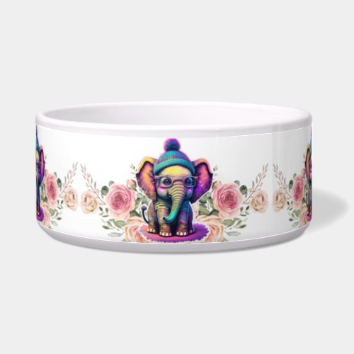 Cute Baby Elephant with Glasses and Beanie Bowl