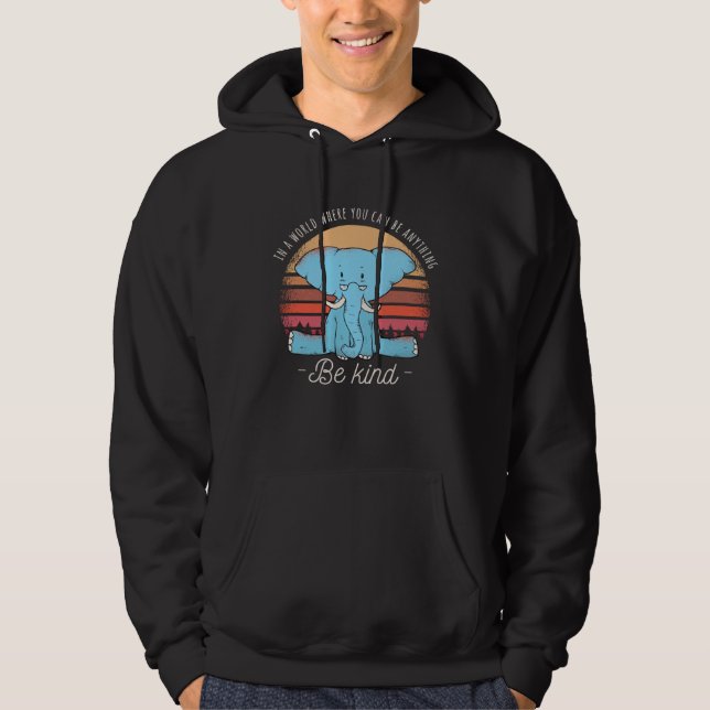 Cute Baby Elephant With Glasses  Positive Quote Hoodie (Front)