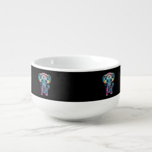 Cute Baby Elephant with Headphones Soup Mug