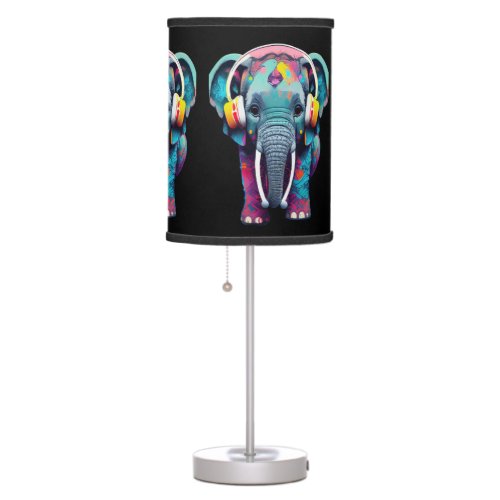 Cute Baby Elephant with Headphones Table Lamp