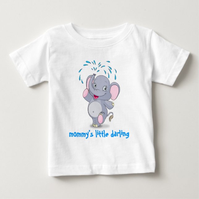 Cute baby elephant with mommy's little darling baby T-Shirt (Front)