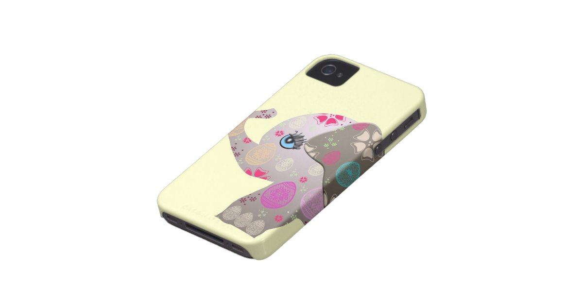 Cute baby elephant with pattern iPhone 4 cover | Zazzle.com