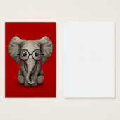 Cute Baby Elephant with Reading Glasses Red (Front & Back)