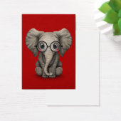 Cute Baby Elephant with Reading Glasses Red (Desk)