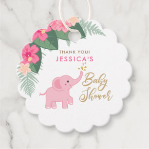 Cute baby elephant with sprinkling water thank you favor tags