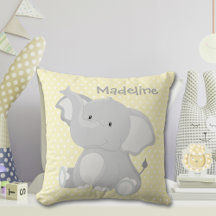 Cute Baby Elephant Yellow Polka-Dot Monogram