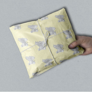 Cute Baby Elephant Yellow Polka Dots Tissue Paper