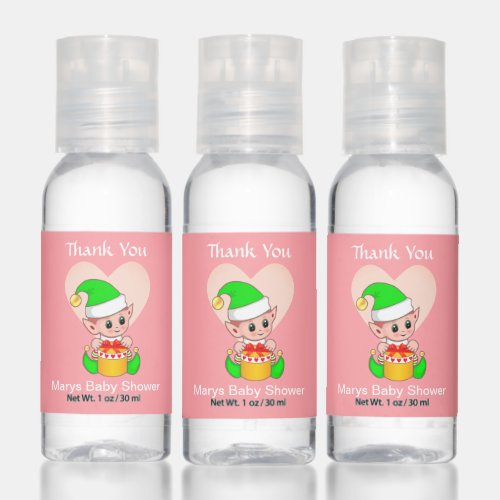 Cute Baby Elf Baby Shower Thank You Hand Sanitizer