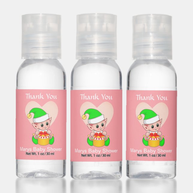 Cute Baby Elf Baby Shower Thank You Hand Sanitizer (Set)