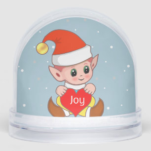 Cute Baby Elf Dressed in Red Snow Globe 