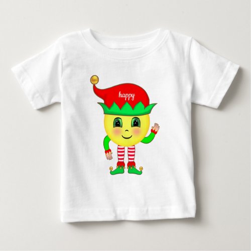 Cute baby elf happy face baby T_Shirt