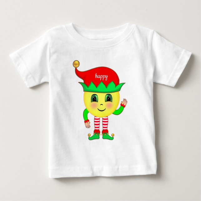 Cute baby elf happy face baby T-Shirt (Front)