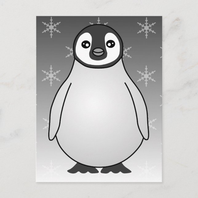 Cute Baby Emperor Penguin Cartoon Postcard (Front)