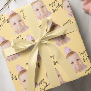 Cute Baby Face Birthday Personalized Photo Wrapping Paper