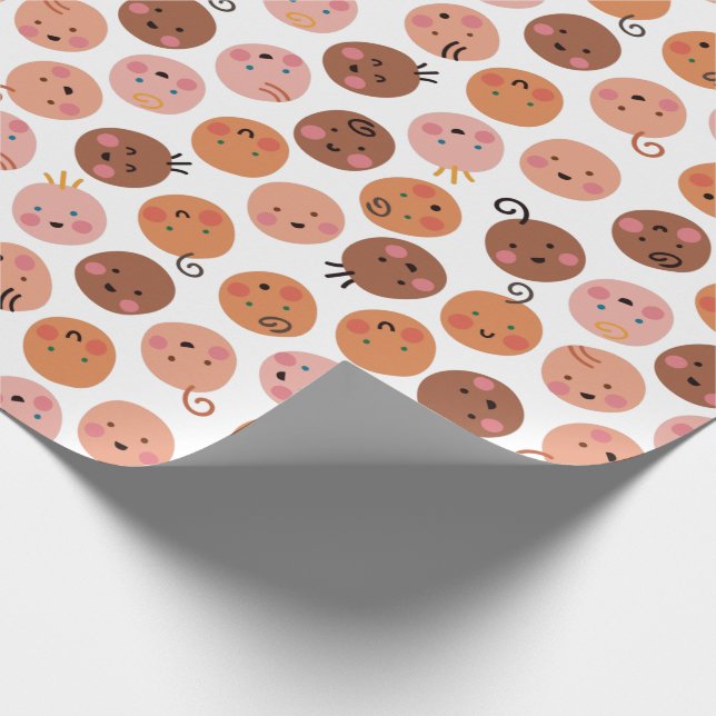 Cute Baby Faces and Cheeks Wrapping Paper (Corner)