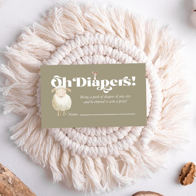 Cute Baby Farm Animals Diaper Raffle Enclosure Business Card (Creator Uploaded)