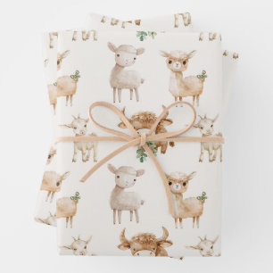 Cute baby farm animals wrapping paper sheets