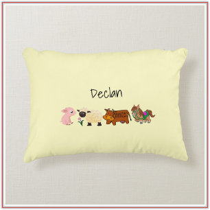 Cute Baby Farm Animals Yellow Accent Pillow