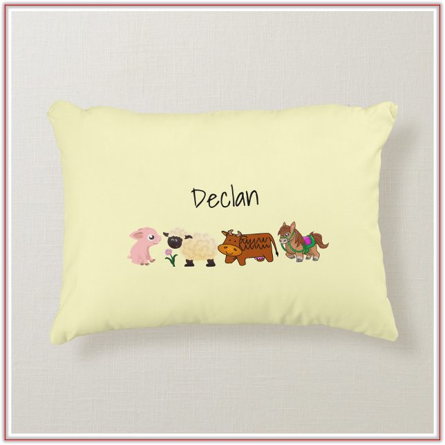 Cute Baby Farm Animals Yellow Accent Pillow (Creator Uploaded)