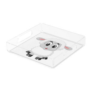 Cute Baby Farm Lamb Acrylic Tray