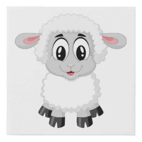 Cute Baby Farm Lamb Faux Canvas Print