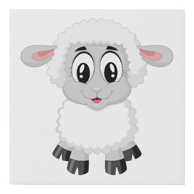 Cute Baby Farm Lamb Faux Canvas Print (Front)