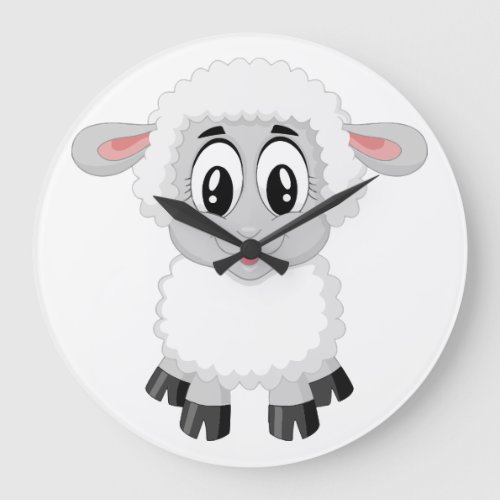 Cute Baby Farm Lamb Large Clock