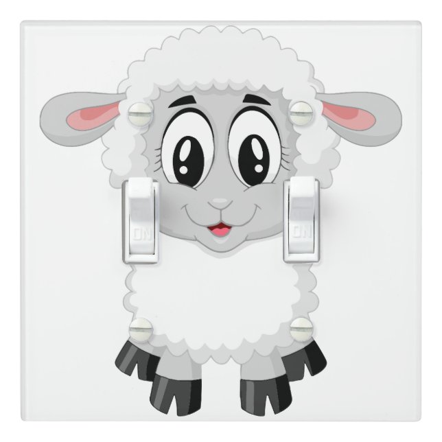 Cute Baby Farm Lamb Light Switch Cover (In Situ)