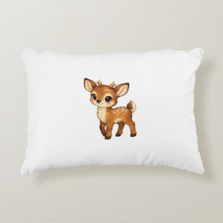 Cute Baby Fawn Cartoon Woodland Deer Nursery Illus Accent Pillow
