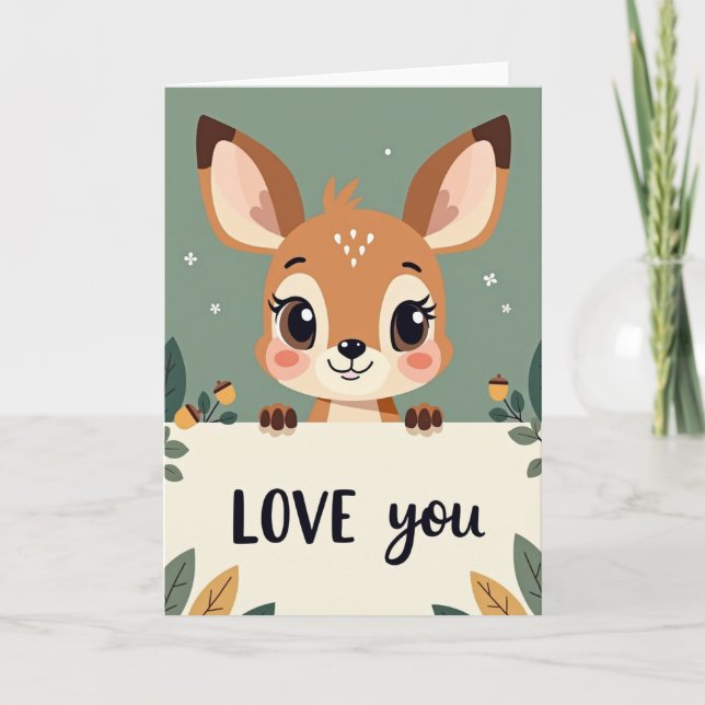 Cute Baby Fawn Love You Card (Front)